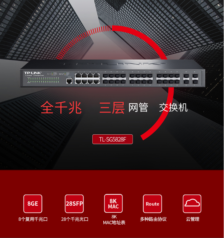 TP-LINK全千兆三層網管交換機